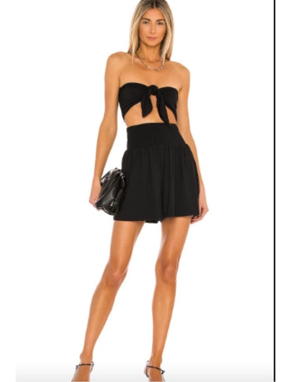 Susana Monaco Black Tie Bandeau top and shorts set